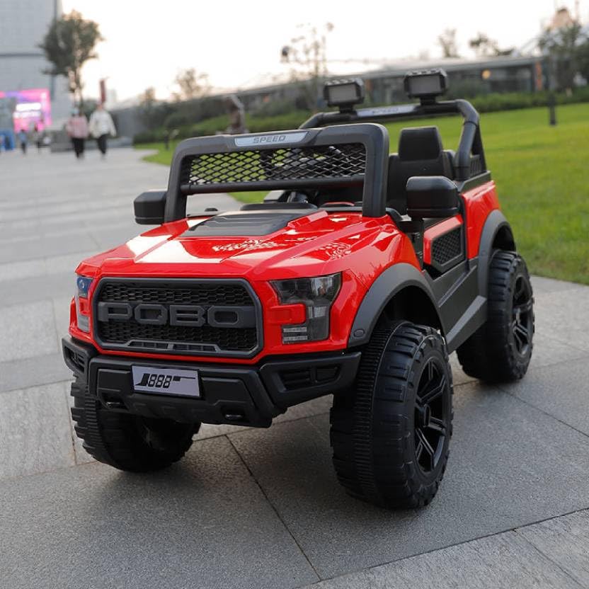 Storio Premium Rechargeable Baby Battery-Powered Electric Car Jeep for Kids – Electric Ride-On Car Toy with Bluetooth Music & Lights – Dual Control Mode for Ages 2 to 5 Year - Red