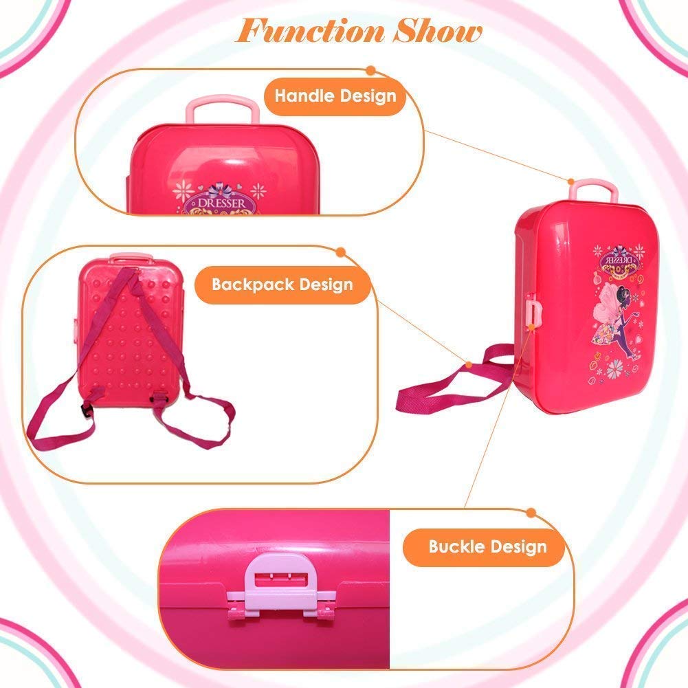 ToysBuddy 21 Pcs Backpack Style Little Girls Play Makeup Set - Pretend Salon Beauty Makeup Kit for Toddlers Kids