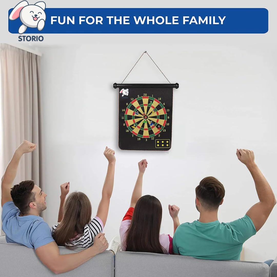Storio Magnet Dart Board Game for Kids,Double Sided Magnet Dart Board with Darts, Size- 14 Inches