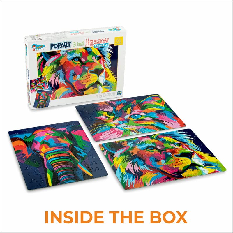 Storio Popart 3 in 1 Jigshaw Puzzle Cities, Animal, Abstract Toy for Kids - Learning & Educational Toys Puzzles for Kids Ages