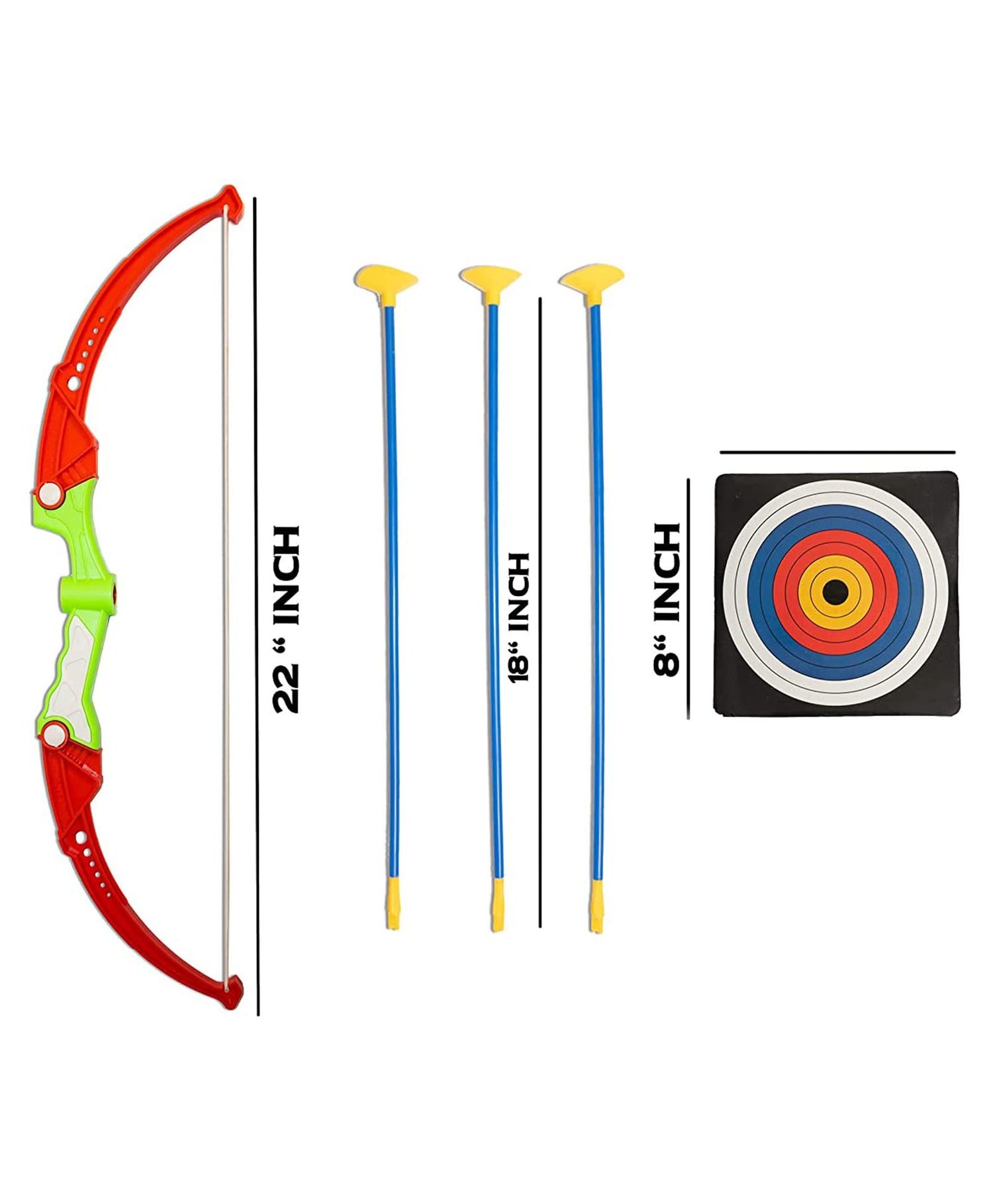 Storio Toys Archery Bow and Arrow Toy Set with Target Board for Kids - 3 Teer 1 Dhanush Kaman for 3 + Year Old Boys, Multicolor