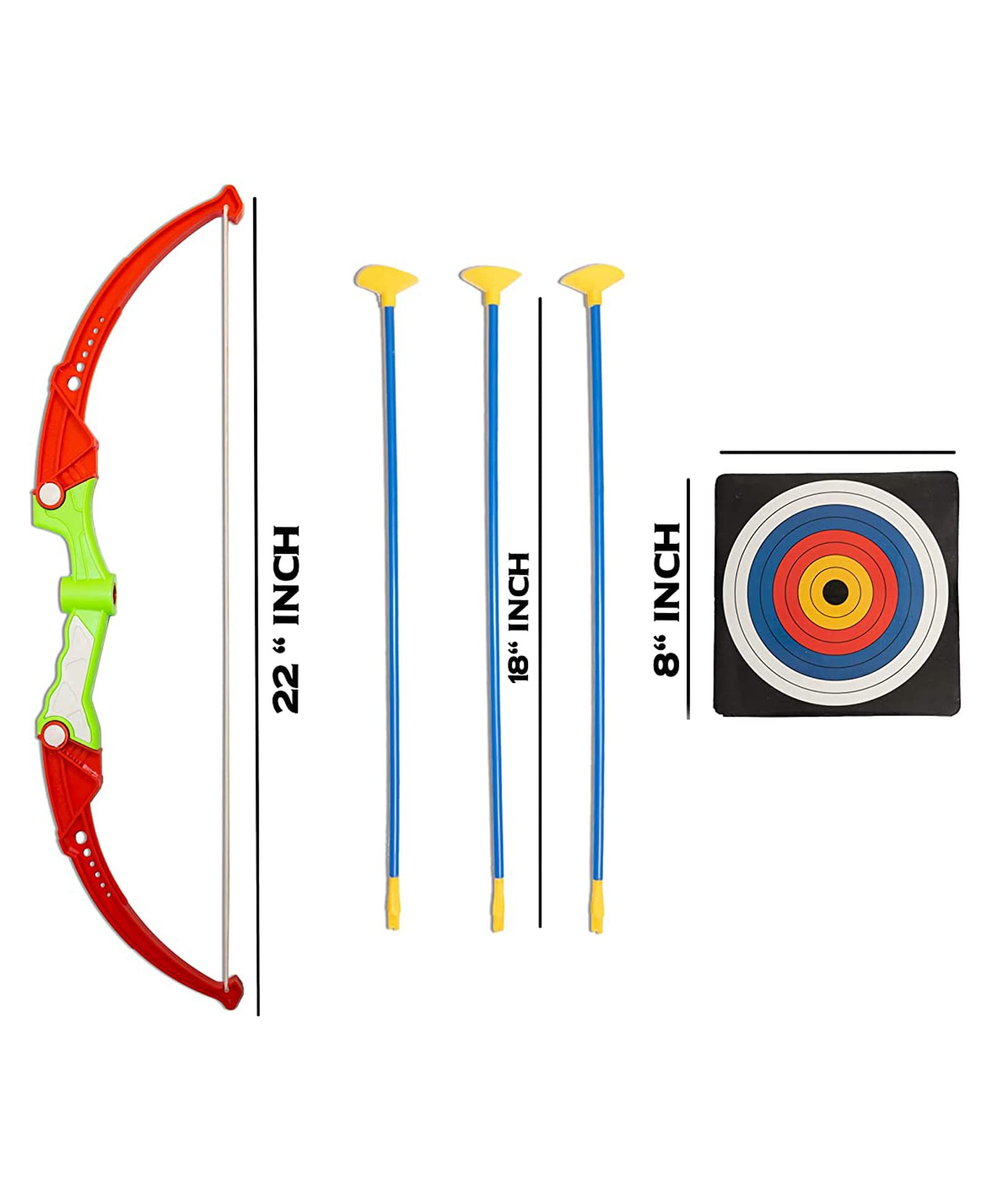 Storio Toys Archery Bow and Arrow Toy Set with Target Board for Kids - 3 Teer 1 Dhanush Kaman for 3 + Year Old Boys, Multicolor