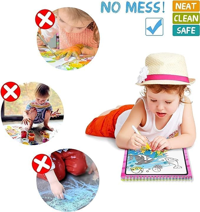 Storio Water Magic Book, Magic Doodle Pen, Coloring Doodle Drawing Board Games for Kids, Educational Book for Growing Kids Pack of 1 Book