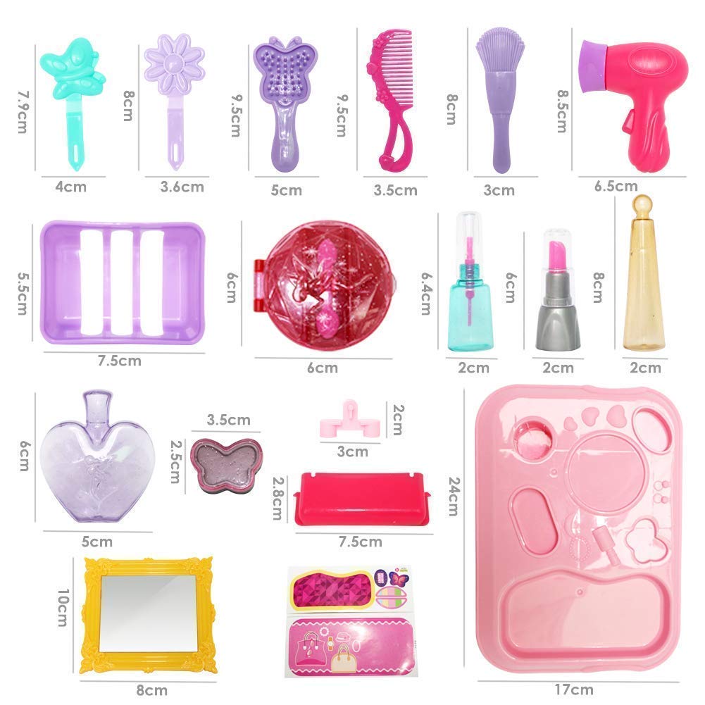 ToysBuddy 21 Pcs Backpack Style Little Girls Play Makeup Set - Pretend Salon Beauty Makeup Kit for Toddlers Kids