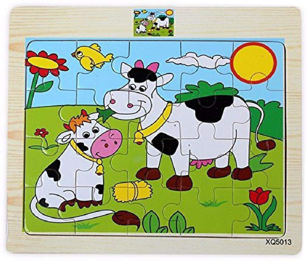 Storio Wooden Jigsaw Puzzle for Kids, Animal Theme (6 Puzzle, 20 Pcs per Puzzle) - Latest