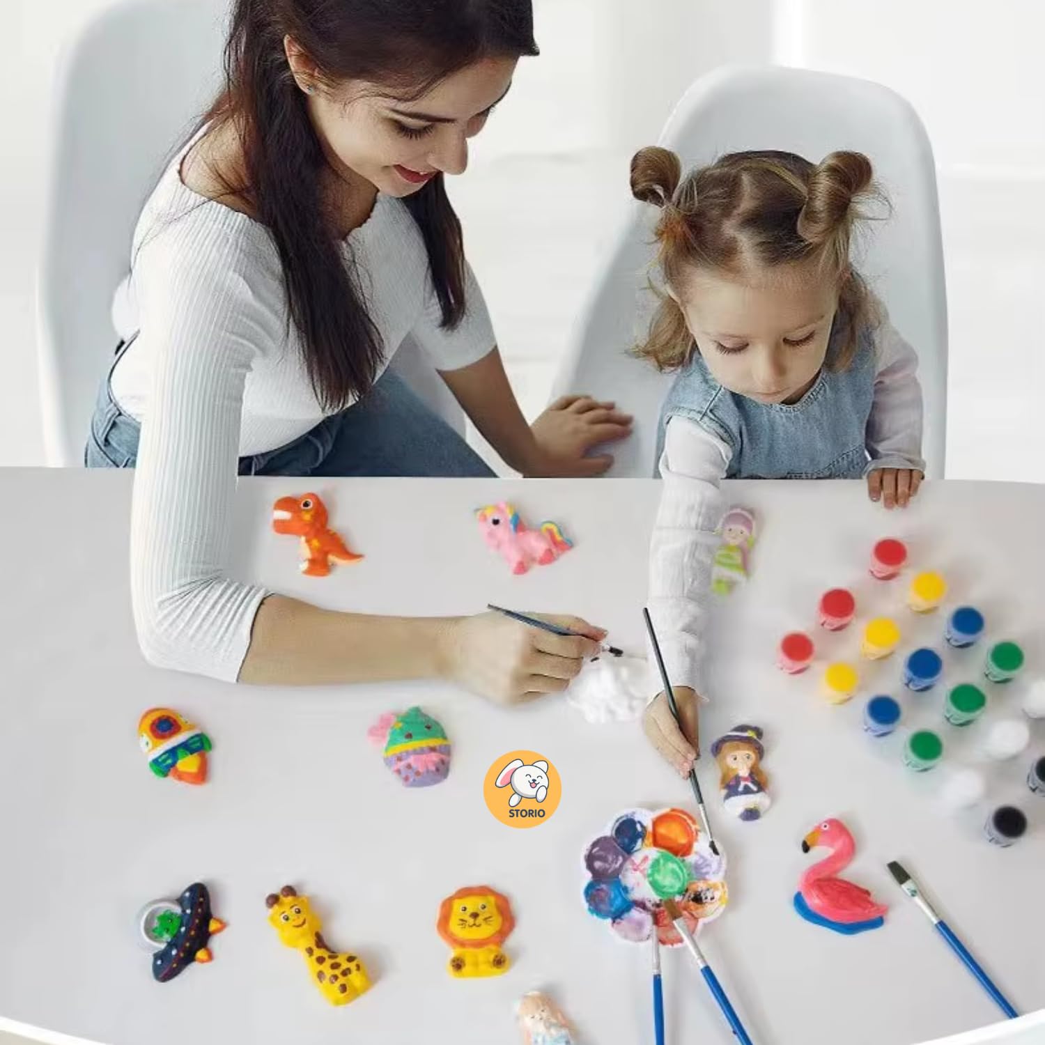 Storio Toys DIY Mould and Paint Craft kit - Animal Kingdom | Kids DIY Craft For 5 Years | Plaster Figurine Set with Pigments, Palette & Mold, Painting Art & Craft Set -Gift Toys for 3 4 5 6 7 8 Old Boys & Girls