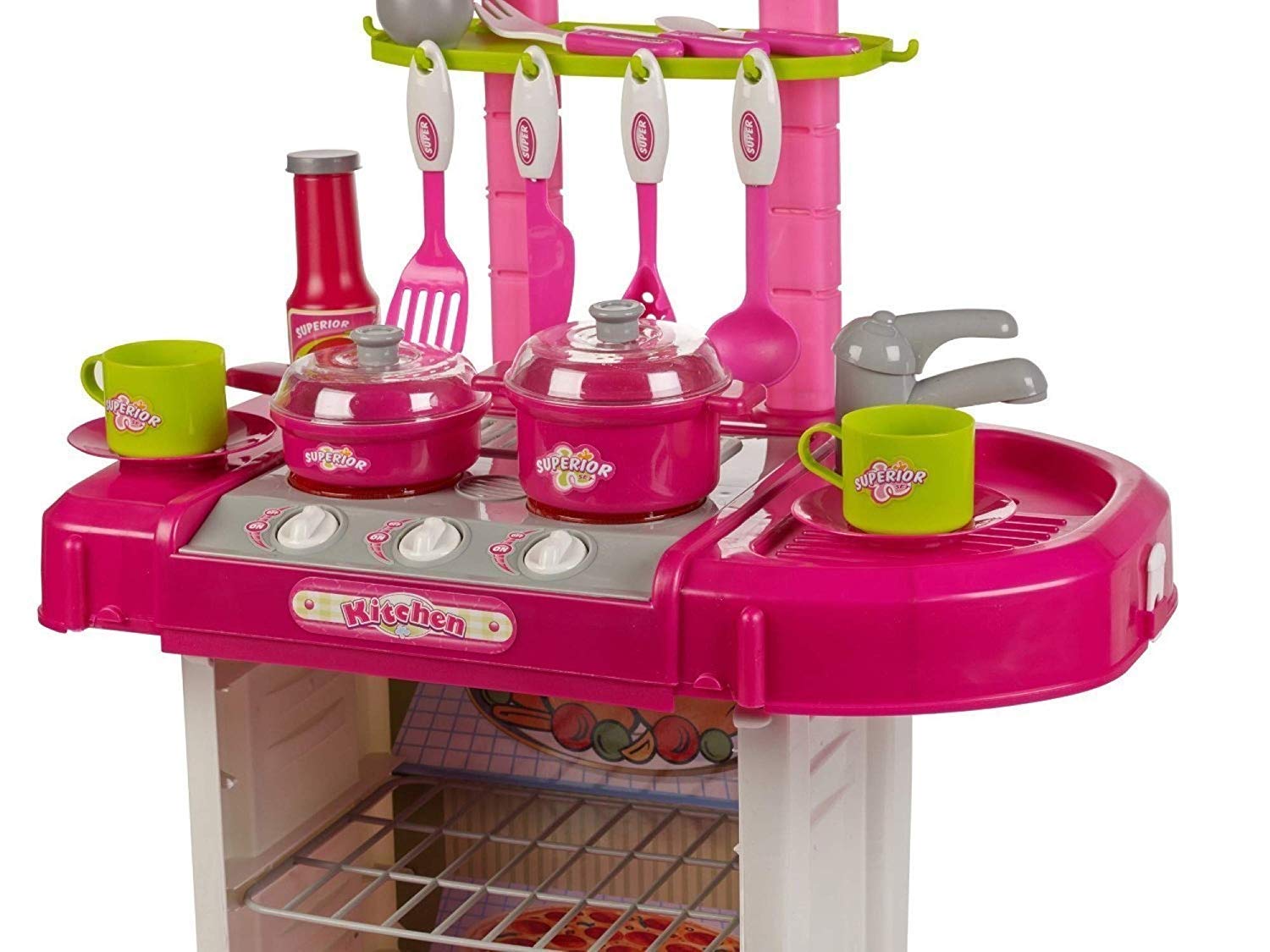 Storio Luxurious Kitchen Play Set with Accessories, Light and Music Toy for Girls, Boys