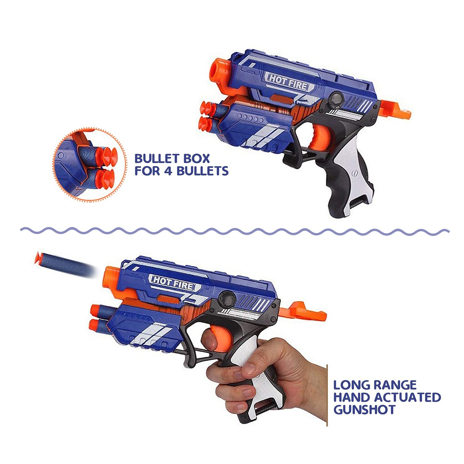 Storio Blaze Storm Hot Fire Soft Bullet Gun Toy with 10 Safe Soft Foam Bullets, Fun Target Shooting Battle Fight Game for Kids Boys (Blaze Storm- Hot Fire)