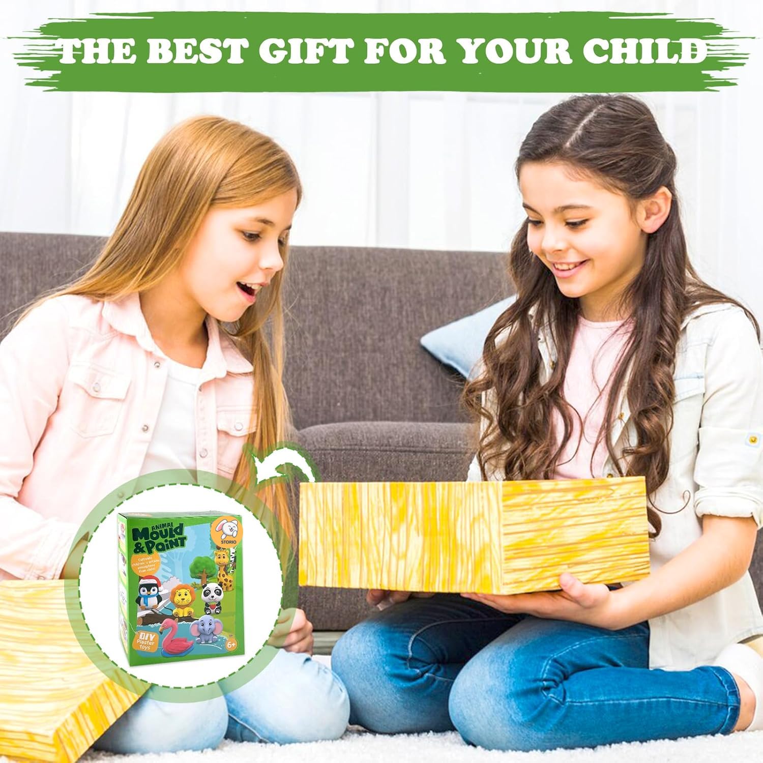 Storio Toys DIY Mould and Paint Craft kit - Animal Kingdom | Kids DIY Craft For 5 Years | Plaster Figurine Set with Pigments, Palette & Mold, Painting Art & Craft Set -Gift Toys for 3 4 5 6 7 8 Old Boys & Girls