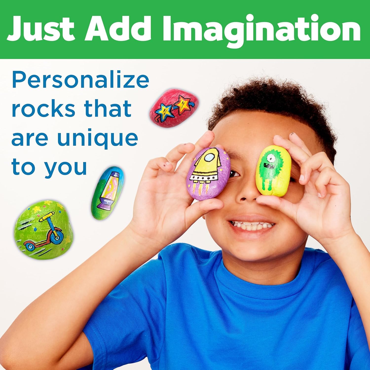 Storio Rock Painting Kit with Googly Eyes, Gems, Water Colours, Arts and Crafts Activity Set for Kids 4+ Years, Gift for Boys and Girls