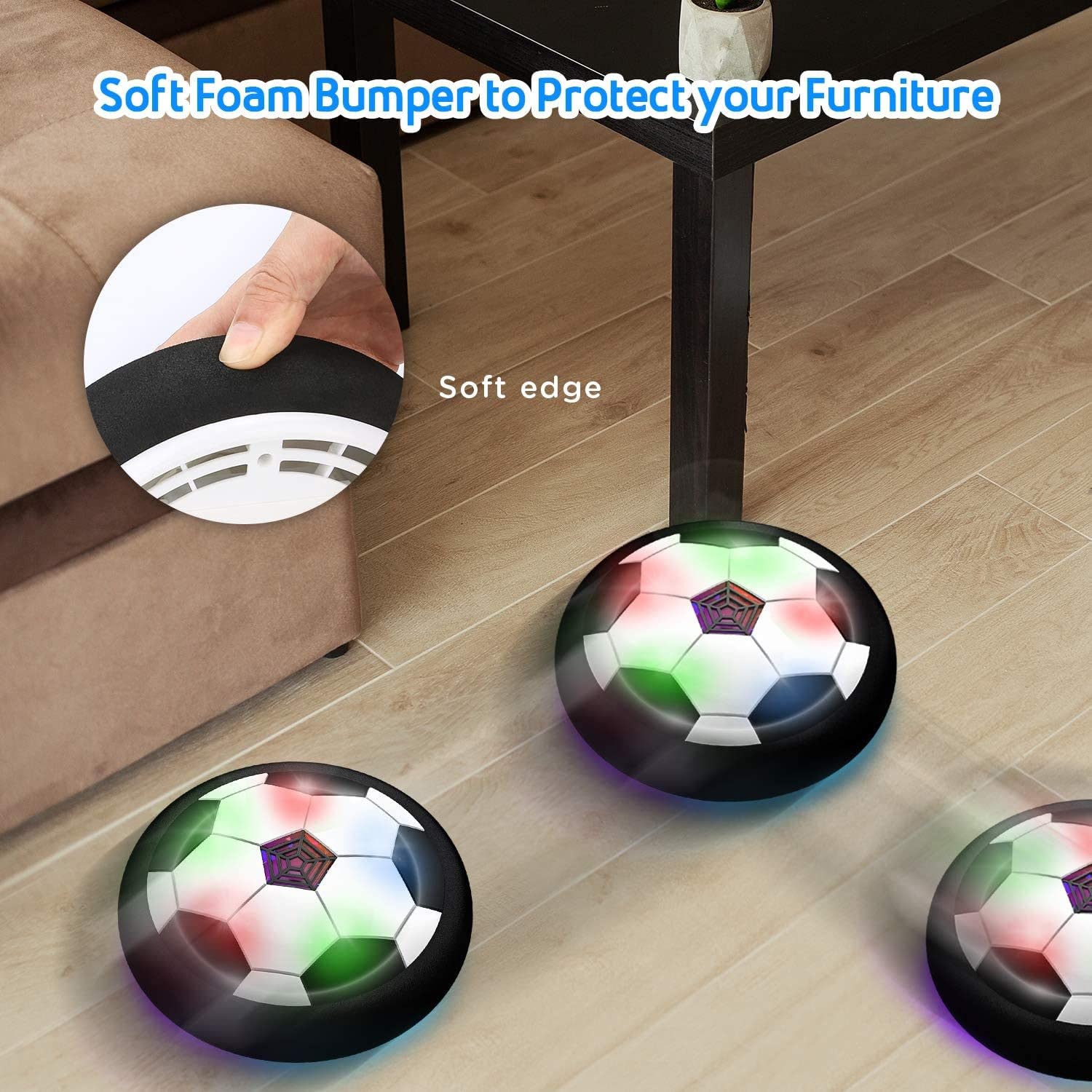 Storio Hover Football | Indoor Floating Hoverball | Disc with Soft Foam Bumpers | Colorful LED Lights | Air Football Soccer Game for Kids | Made in India | BIS-Approved (Pink)