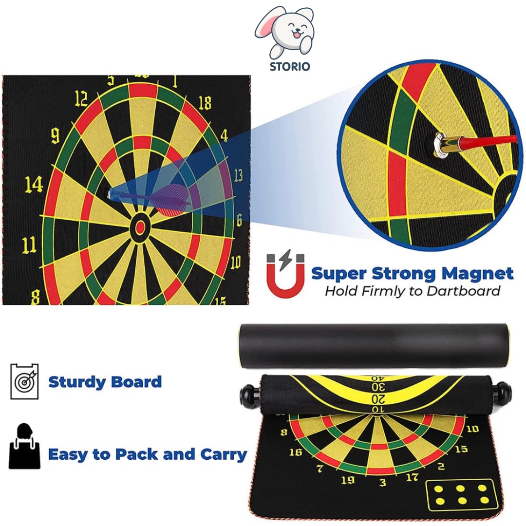 Storio Magnet Dart Board Game for Kids,Double Sided Magnet Dart Board with Darts, Size- 14 Inches