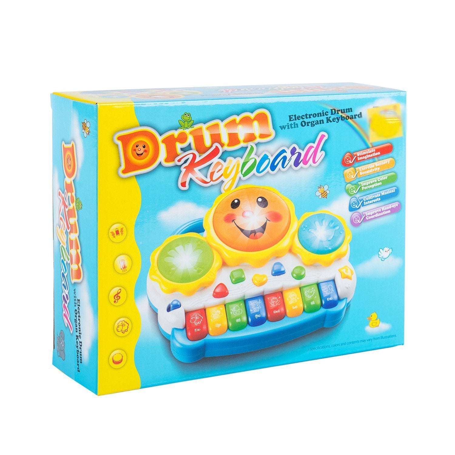 Storio Drum Keyboard Musical Piano Baby Toys with Flashing Lights - Animal Sounds and Songs, Multi Color