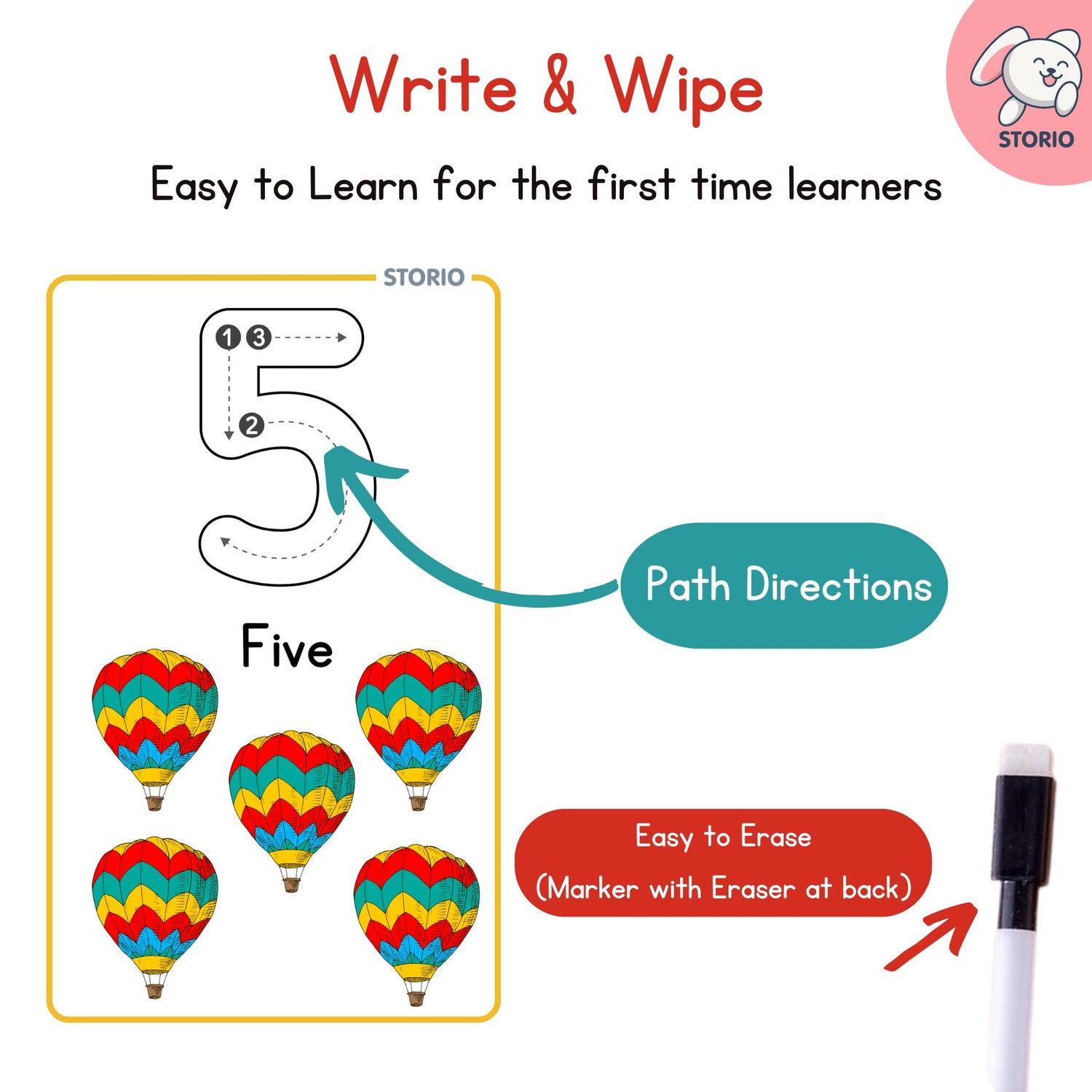 Storio Flash Cards for Kids Early Learning | Easy & Fun Way of Learning 1 Year to 6 Years Babies (123 Numbers & Counting)