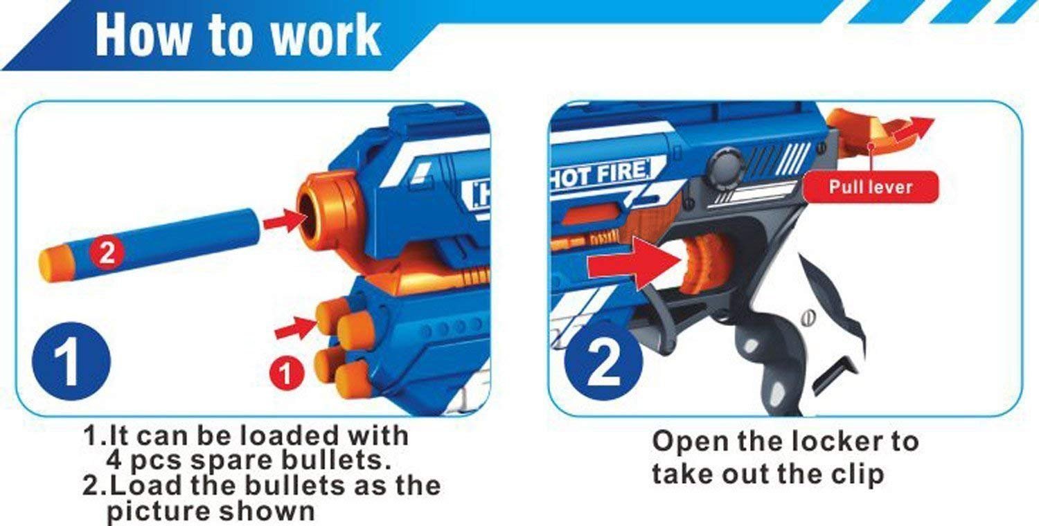 Storio Blaze Storm Hot Fire Soft Bullet Gun Toy with 10 Safe Soft Foam Bullets, Fun Target Shooting Battle Fight Game for Kids Boys (Blaze Storm- Hot Fire)