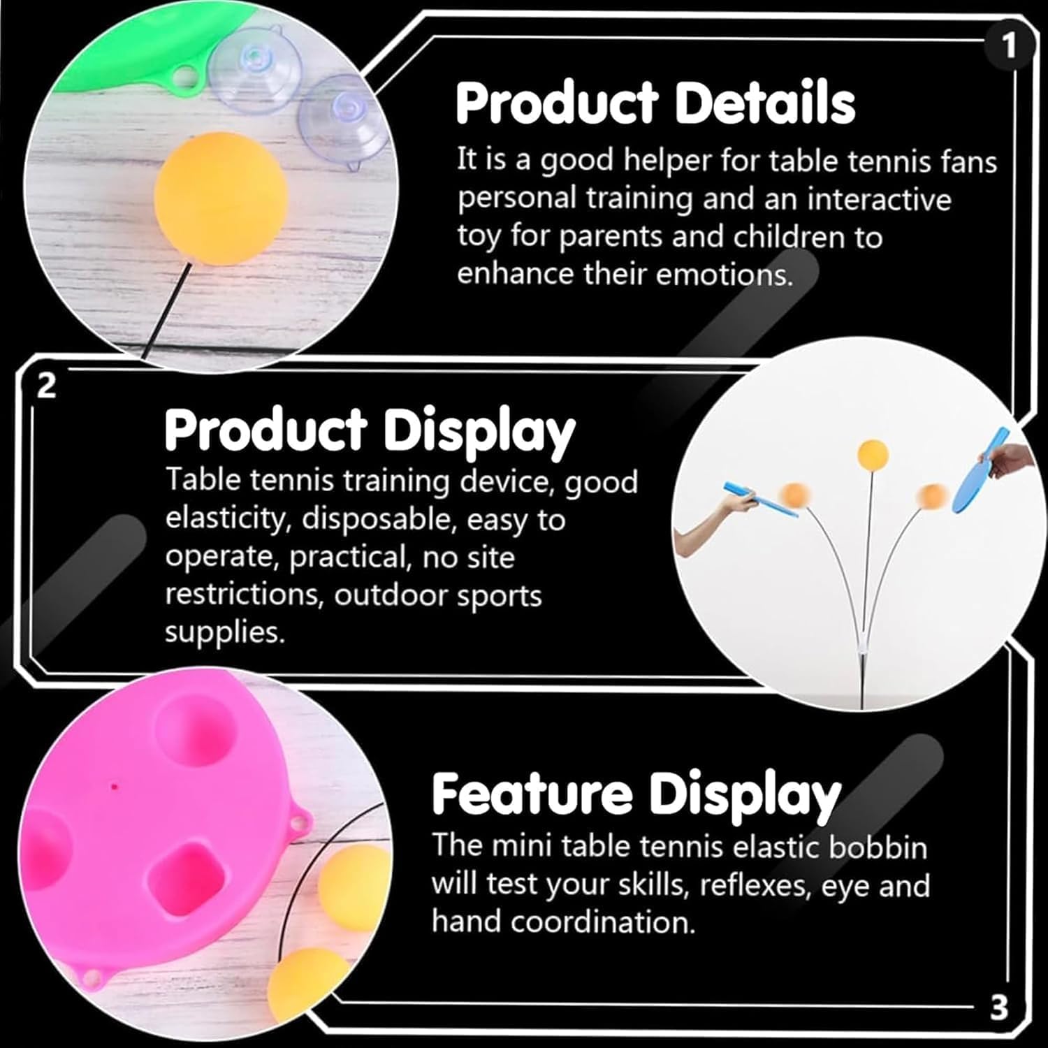 Storio Toys Indoor Outdoor Table Tennis Trainer for Adults Teenagers Kids Toy Sports Toys for 3 4 5 6 8 Years Old, Multicolour