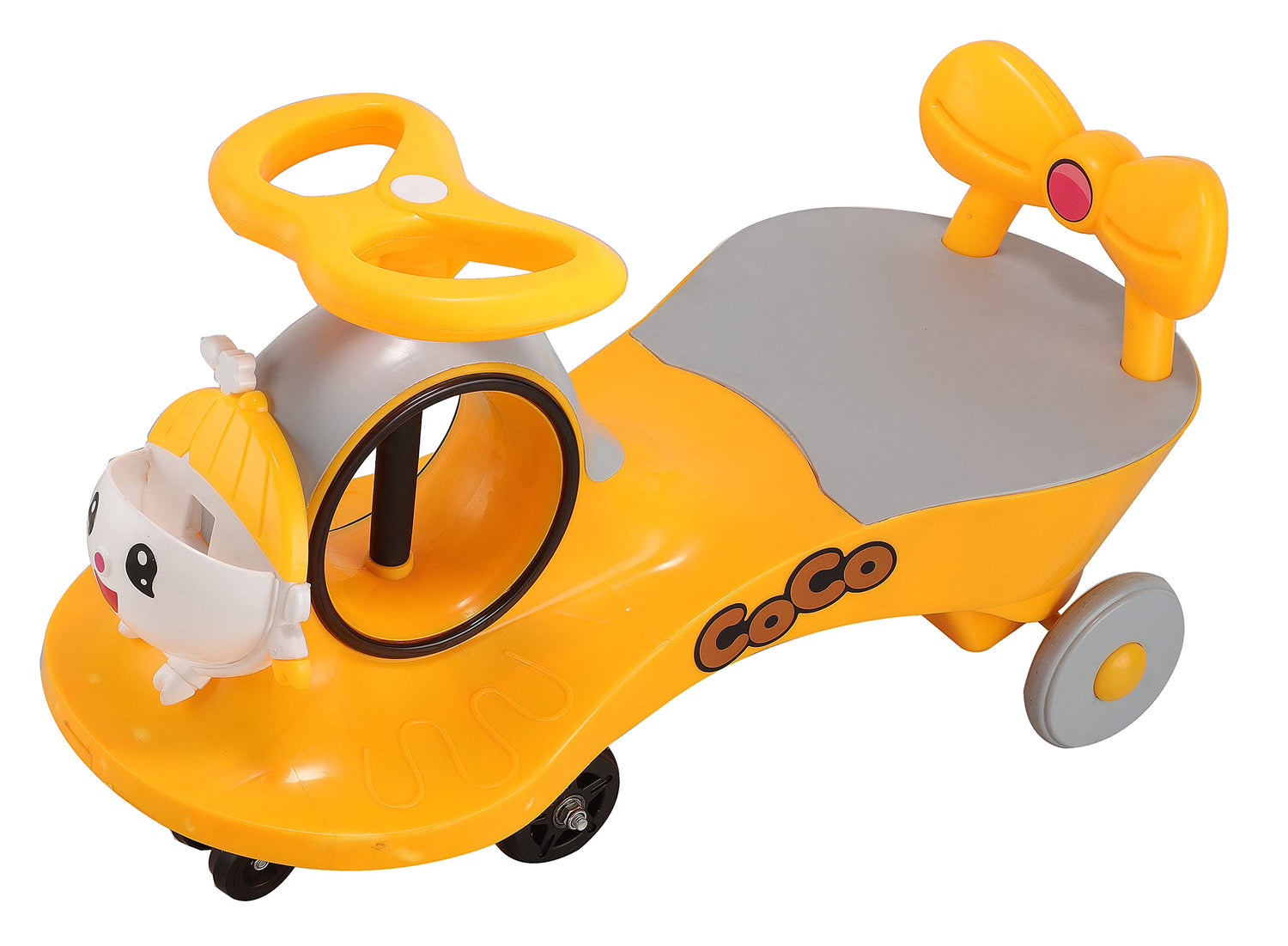 Storio Baby Toys Ride on Car for Kids with Steering, Push Magic Car for Baby with Backrest & Big Wheels, Ride on for Kids 1 to 3 Years Upto 25 Kgs (Yellow)