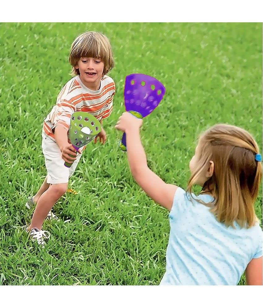 Storio Click and Catch Twin Ball Launcher Game with 3 Balls Indoor Outdoor Toy Set, Pop & Catch Ball Play Fun Boys & Girls
