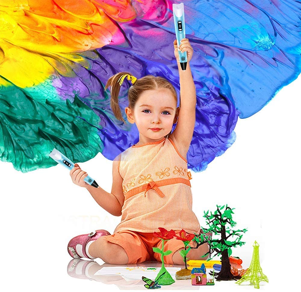 Storio 3D Pen with Adapter| 3D Pen for Kids| 3D Pen with 3 * 1.75MM PLA Filaments 10m Each| 3D Printing Pen | 3D Pen Set with PLA Filament Included - Ready to Create, Blue