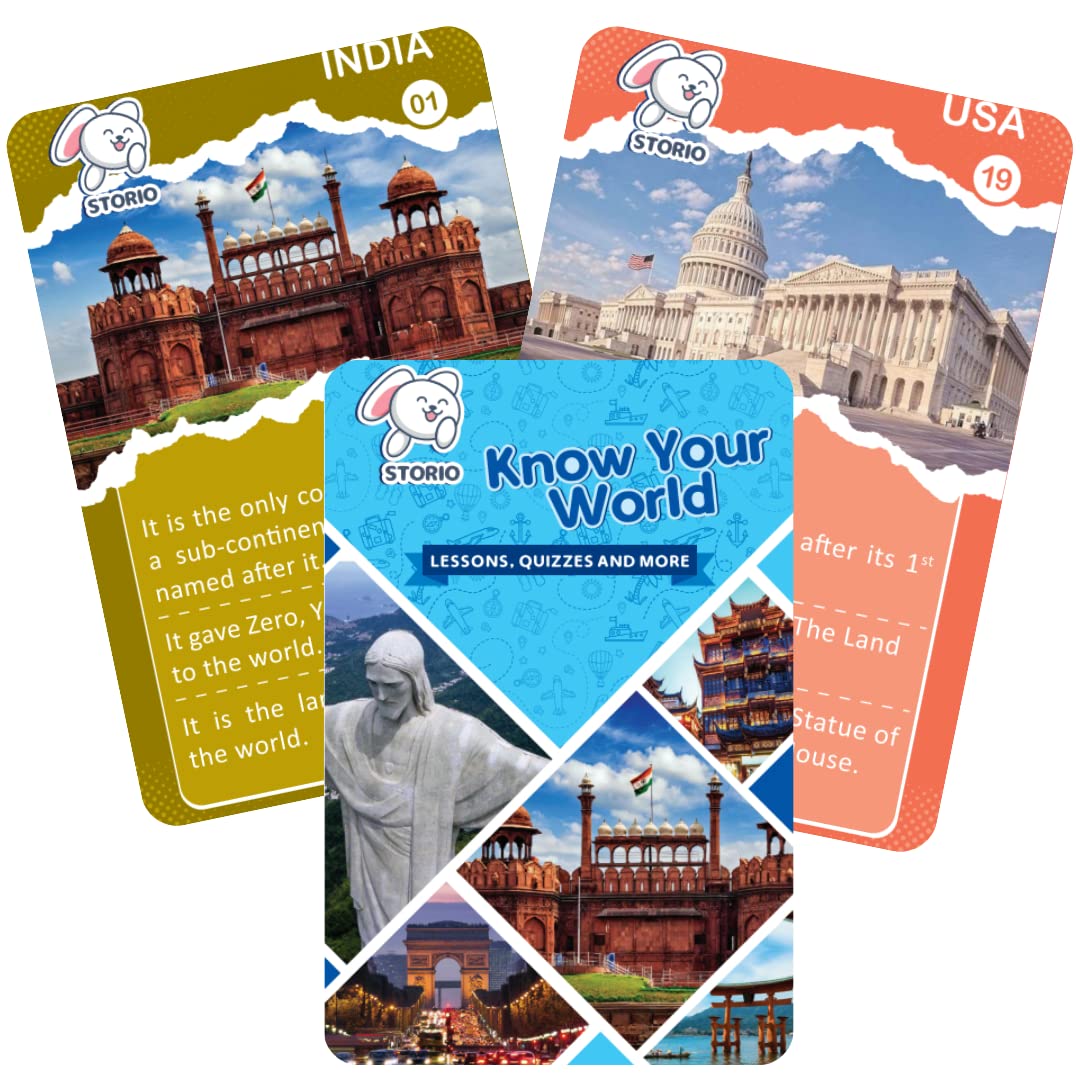 Storio Trump Flash Cards for Kids Early Learning- Know Your World Countries and Facts | Easy & Fun Way of Learning 1 Year to 99 Years