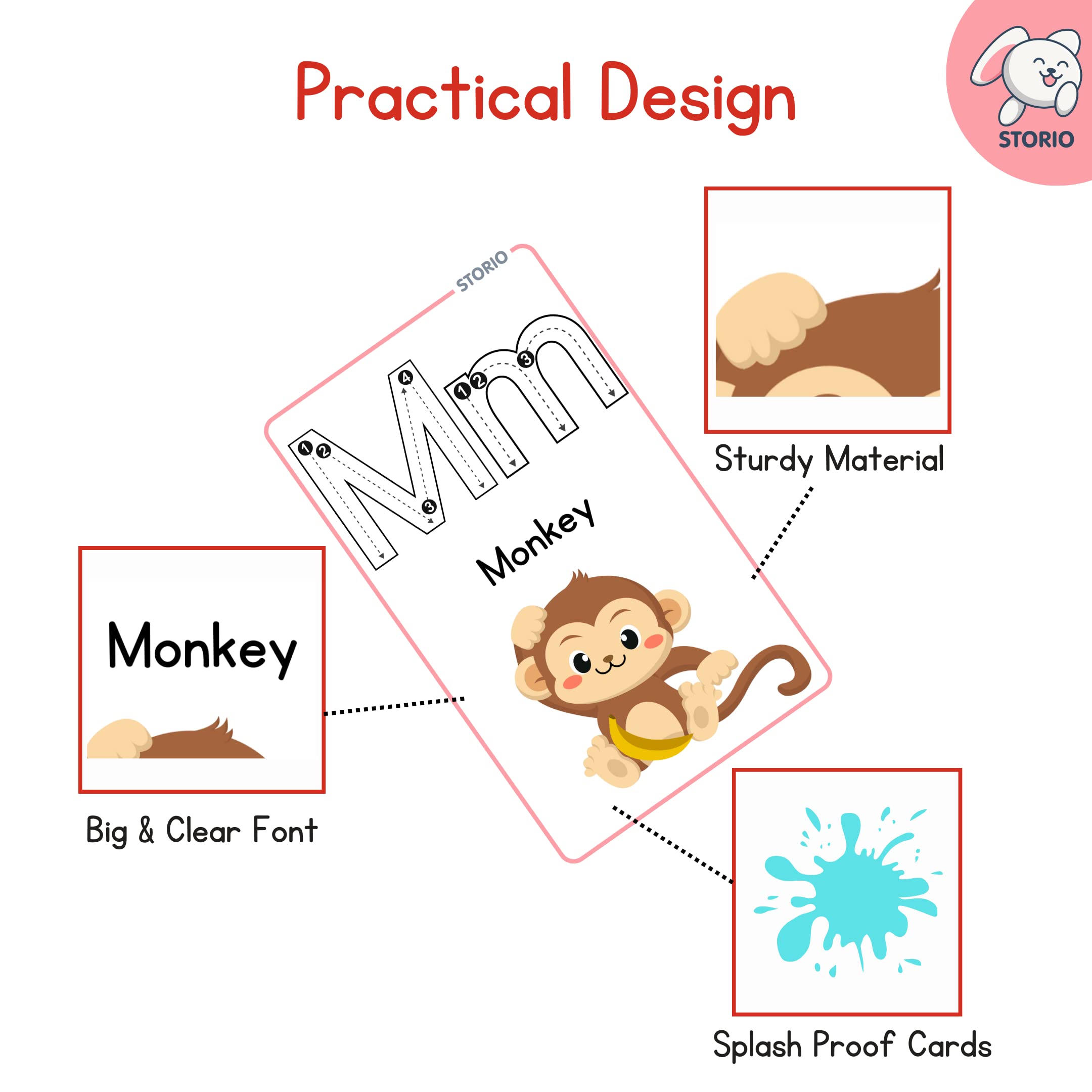 Storio Flash Cards for Kids Early Learning | Easy & Fun Way of Learning 1 Year to 6 Years Babies (ABC Alphabets)