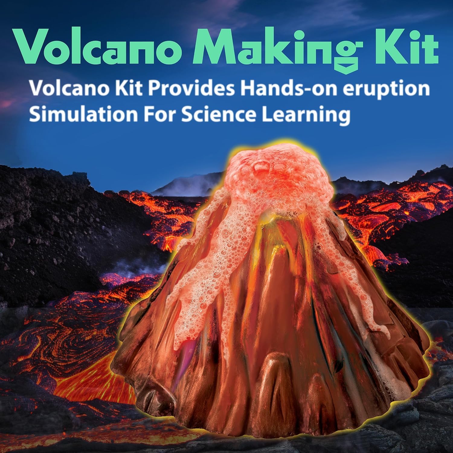 Storio Volcano Eruption DIY Science Kit for Kids | Make Your Own Volcano with Mold, Gypsum & Paint | Fun Learning Activity for Boys & Girls Age 5+ | STEM Educational Experiment Kit