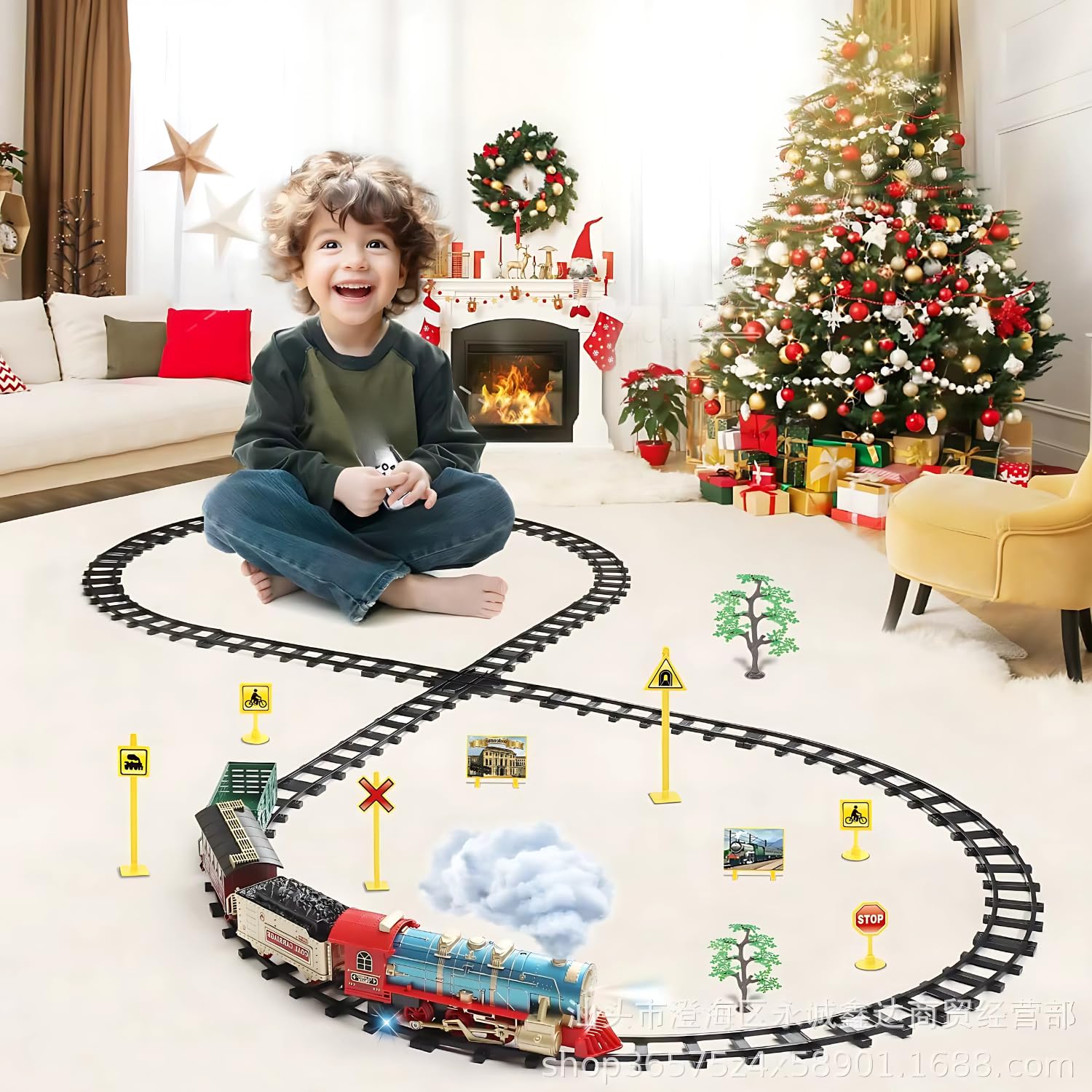 Storio Classic Vintage Toy Train Set with Real Smoke| Railway Set | Train Set with DIY Railway Tracks for Kids 3+ | Gift for Kids