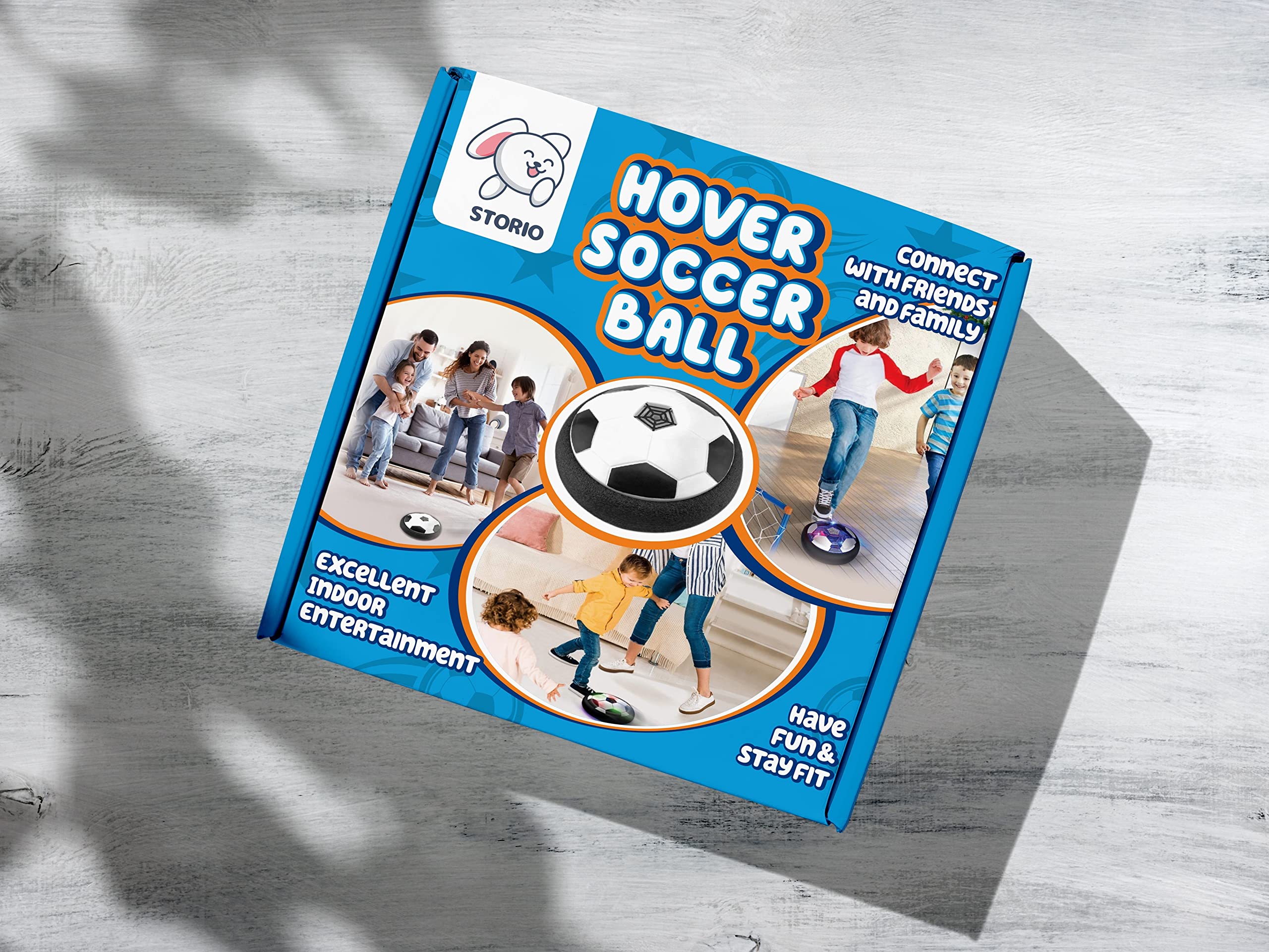 Storio Hover Football | Indoor Floating Hoverball | Disc with Soft Foam Bumpers | Colorful LED Lights | Air Football Soccer Game for Kids | Made in India | BIS-Approved (White)