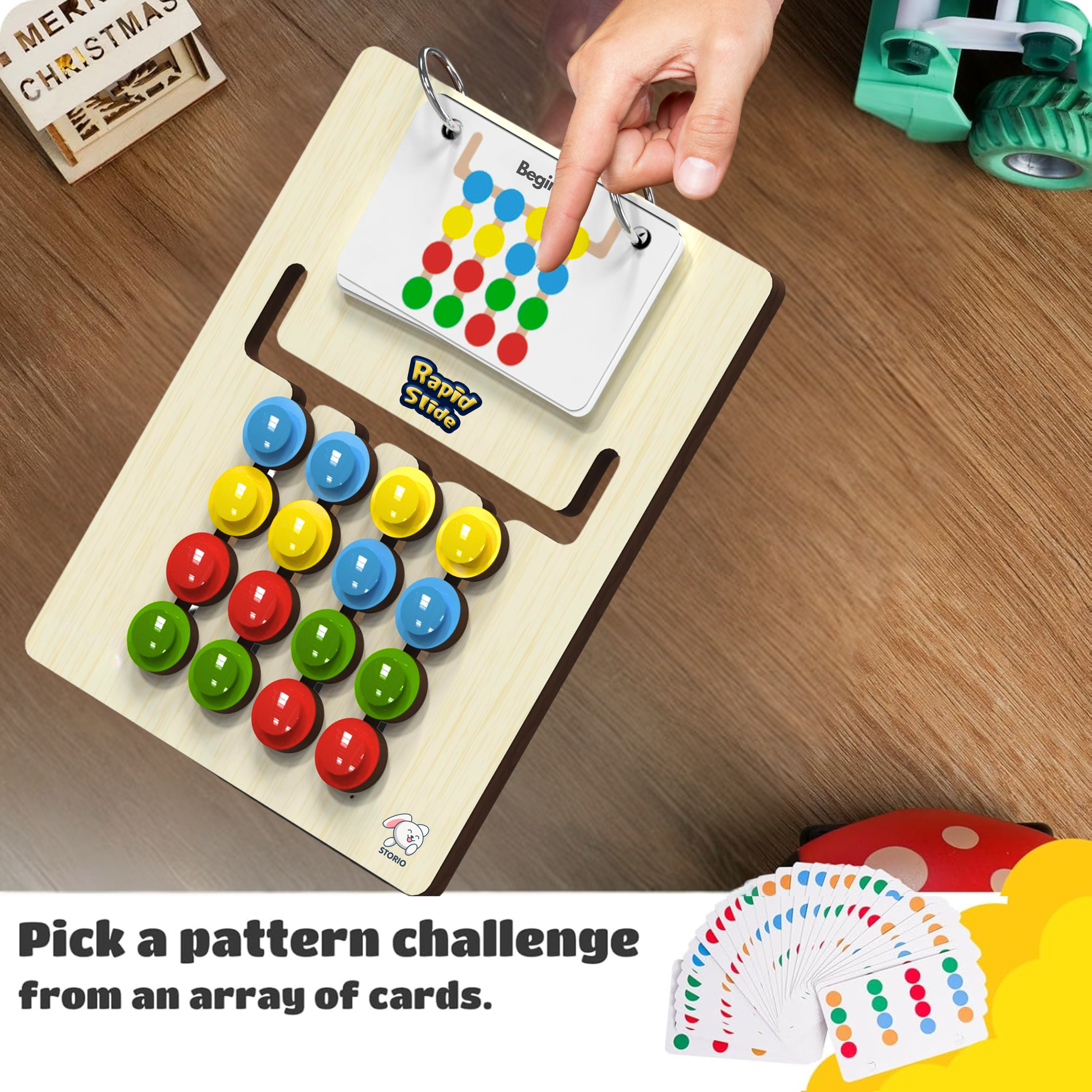 Storio Kids Montessori Rapid Slide Puzzle Game I Color & Pattern Matching Learning Toys for Kids 4-8 Years I Birthday Gift for Unisex I Preschool Educational Activity Toy for 4,5,6,7,8 I Travel Friendly