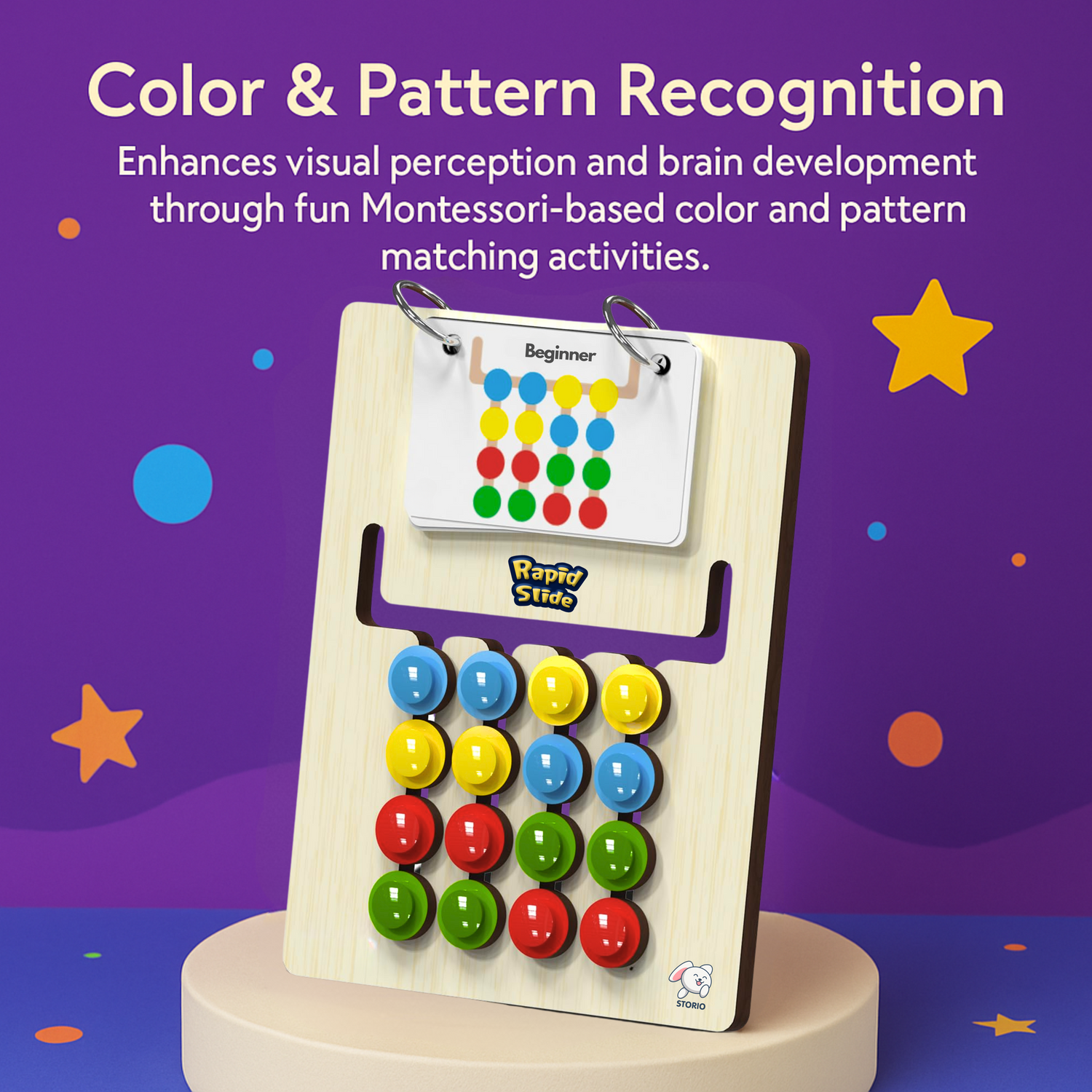 Storio Kids Montessori Rapid Slide Puzzle Game I Color & Pattern Matching Learning Toys for Kids 4-8 Years I Birthday Gift for Unisex I Preschool Educational Activity Toy for 4,5,6,7,8 I Travel Friendly